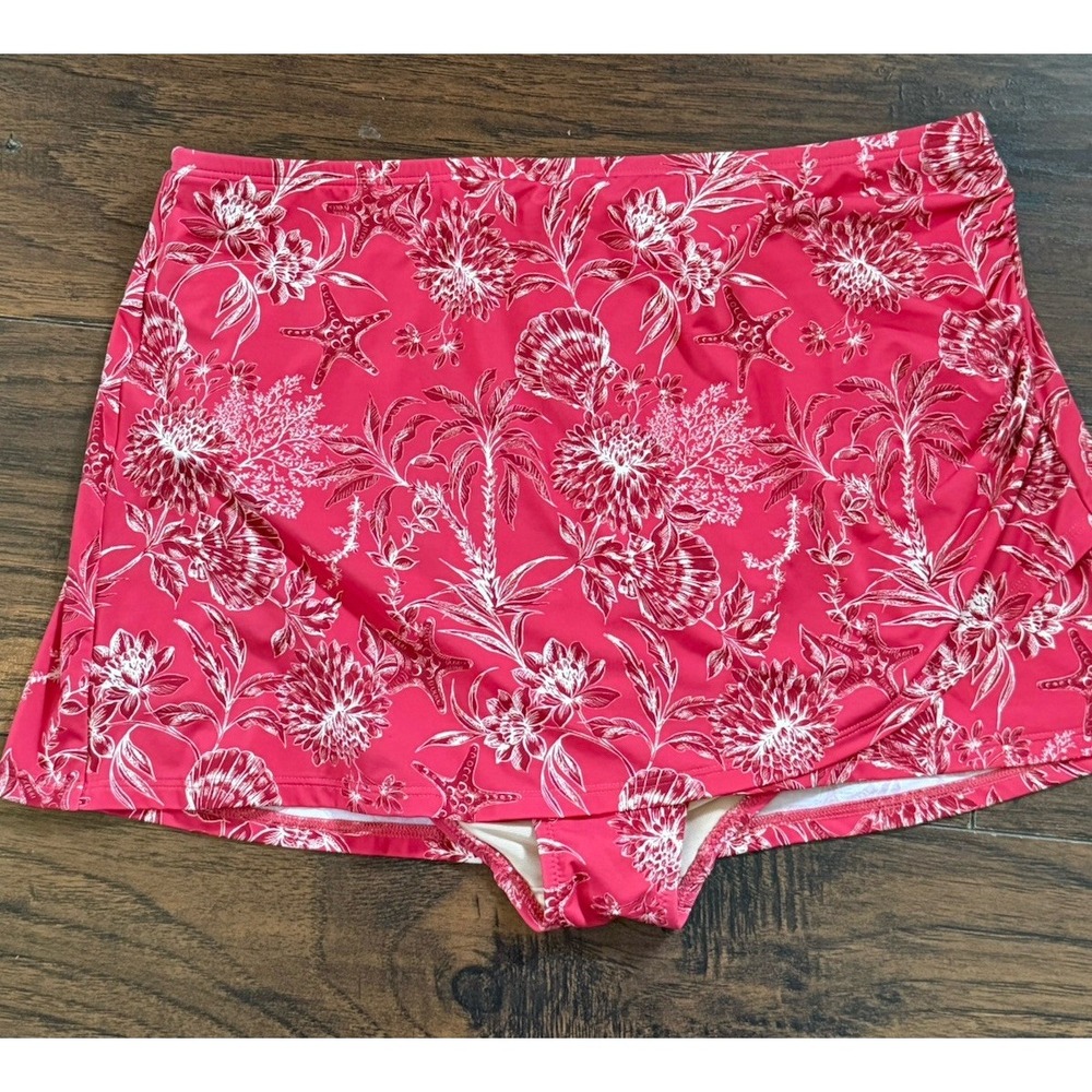Garnet Hill Pink Tankini Swim Top & Skirt Ruched Sides Floral Paisley 12/14 - Picture 5 of 8